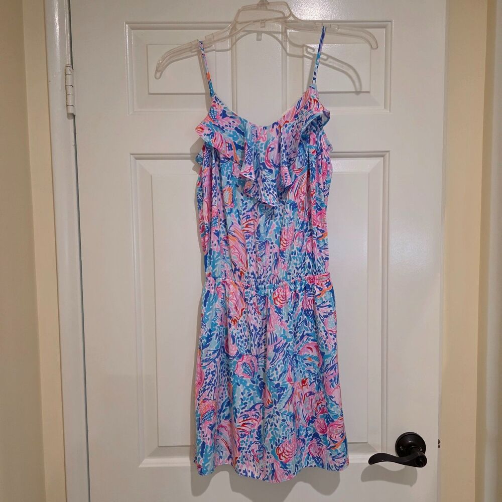 Lilly Pulitzer Romper Dress Womens Sz XXS Skort Tank Ruffle Adjustable Strap
